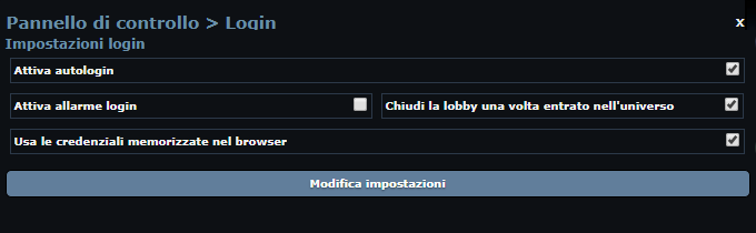Login panel