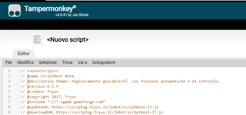 Script pasted into Tampermonkey